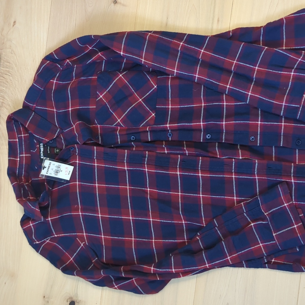 Express plaid flannel boyfriend shirt